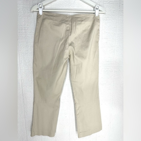 Tory Burch zipper front logo crop khaki pants size 0 - Picture 4 of 10